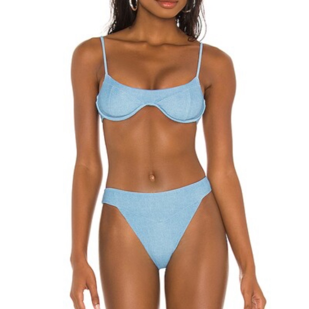 Lovers + Friends - KOLBIE TOP & BOTTOMS IN BLUE WASHED DENIM